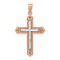 14k Rose Gold and Rhodium Over 14k Rose Gold Diamond-Cut Cross Pendant