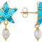 Blue Venetian Glass And Pearl Starfish Earrings In 18K Gold Over
Sterling Silver