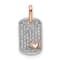 14k White Gold and 14k Rose Gold Small Dog Tag with Heart Diamond Pendant