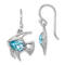 Rhodium Over Sterling Silver Polished Blue Crystal Angel Fish Dangle Earrings
