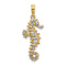 14K Two-tone Gold  Textured 3D Seahorse Charm