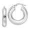 Rhodium Over 14k White Gold 1 1/16" Polished Diamond-Cut Round Hoop Earrings