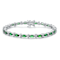 Emerald Color CZ Tennis Bracelet In White Rhodium Over Brass
