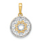 14k Two-tone Gold Diamond-Cut Floral Design Circle Pendant