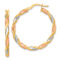 14k Yellow Gold and Rhodium Over 14k Yellow Gold 1 1/4" Textured
Twisted Hoop Earrings
