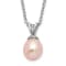 Rhodium Over Sterling Silver Pink Rice 6-7mm FWC Pearl Necklace