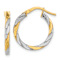 14k Yellow Gold and Rhodium Over 14k Yellow Gold 13/16" Polished
Twisted Textured Hoop Earrings