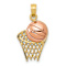 14k Two-tone Gold  Textured Basketball Hoop with Ball Pendant