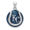 Rhodium Over Sterling Silver MLB LogoArt Kansas City Royals Enameled Pendant