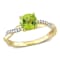 Peridot and Diamond 14K Yellow Gold Ring 1.25ctw