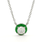 Moissanite Solitaire Rhodium Over Sterling Silver Necklace With Green Enamel
