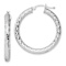 Rhodium Over Sterling Silver 4.00mm Diamond-cut Hoop Earrings