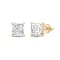 White Cubic Zirconia 14k Yellow Gold Studs With Velvet Gift Box 2.00ctw