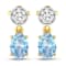 1.02ctw 14K Yellow Gold Aquamarine and White Diamond Halo Earrings