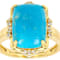 Turquoise And White Zircon Ring In 18K Gold Over Sterling Silver 0.11ctw