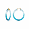 14K Yellow Gold Over Sterling Silver Painted Hoops in Ombre Blue