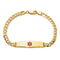 14k Yellow Gold Medical Soft Diamond Shape Red Enamel Flat Curb Link ID Bracelet