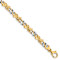 14K Two-tone Gold 6mm Hand-Polished Fancy Link Chain Bracelet