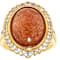 Orange Sunstone Oval And White Zircon Ring In 18K Gold Over Sterling
Silver 0.46ctw