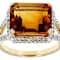 Citrine Rectangular Octagonal And White Diamond Halo Ring In Solid 14K
Yellow Gold 4.55ctw