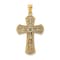 14k Two-tone Gold Polished and Textured 2 Level Cross Pendant