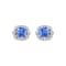 14K White Gold Rectangular Cushion Tanzanite and Diamond Earrings 1.46ctw