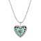 Heart Floral Enamel Pendant Necklace 18"