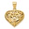 14k Yellow Gold 3D Satin and Diamond-Cut Fancy Heart Pendant