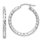 Rhodium Over Sterling Silver 3.00mm Diamond-cut Hoop Earrings