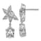 Rhodium Over Sterling Silver Fancy Multi-cut Cubic Zirconia Post Dangle Earrings