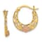 14K Yellow Gold and 14K Rose Gold Diamond-Cut 11/16" Flowers Hoop Earrings