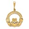 14k Yellow Gold Textured Claddagh Pendant