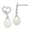 Rhodium Over Sterling Silver 7-8mm Rice Freshwater Cultured Pearl Cubic
Zirconia Heart Earrings
