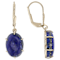 Lapis Lazuli Oval Dangle Earrings In 18K Gold Over Sterling Silver 14x10mm
