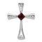 Rhodium Over 14k White Gold Garnet and Diamond Cross Chain Slide Pendant