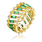 Emerald Color CZ Baguette Band Ring In 14K Gold Over Sterling Silver