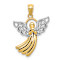 14k Two-tone Gold  Textured Filigree Angel Pendant
