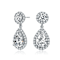 Pear Shape CZ Halo Drop Earrings In Sterling Silver