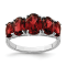 Rhodium Over Sterling Silver Garnet Ring