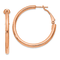 14k Rose Gold 1 7/16" Polished Round Hoop Earrings
