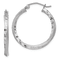 Rhodium Over Sterling Silver Satin Diamond-cut 2.5x25mm Twisted Hoop Earrings