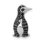 Rhodium Over 14k White Gold Black Diamond Penguin Chain Slide Pendant