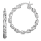 Rhodium Over Sterling Silver Twisted 3.5x35mm Hoop Earrings