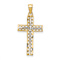 14K Two-tone Gold  Textured and Diamond-Cut Cross Charm