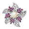 Rhodium Over Sterling Silver 10-11mm White Freshwater Pearl Cubic
Zirconia Pink Corundum Pin