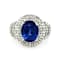 6.35 Ctw Blue Sapphire and 1.34 Ctw White Diamond Ring in 14K WG