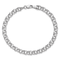 Rhodium Over 14k White Gold 4.5mm Diamond-Cut Double Link Charm Bracelet
