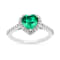Green Lab Created Emerald and Moissanite Rhodium Over Sterling Silver
Halo Heart Ring