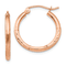 14k Rose Gold Satin and Diamond-Cut 13/16" Hoop Earrings