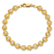 14k Yellow Gold Polished Beaded Hearts Link Bracelet